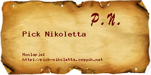 Pick Nikoletta névjegykártya